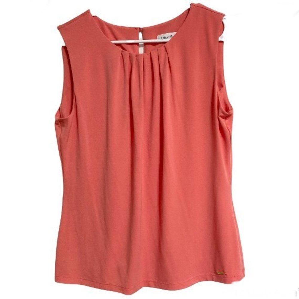 Calvin Klein Pink Salamander Blouse Sleeveless- Large NWOT!